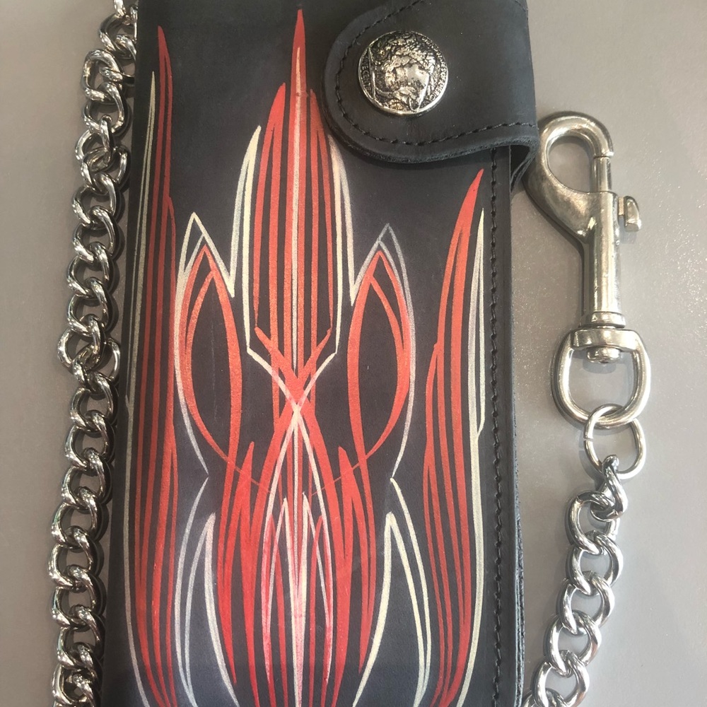Pinstriped Biker Wallet w chain rockabilly pinup